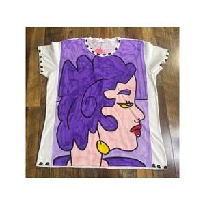 Vintage Myles Maillie Art Shirt Hand Painted Signed Pop Art Size 2XL